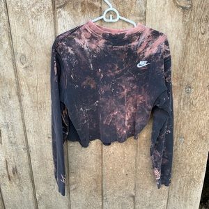 nike womens crop top custom bleached one of one sz Medium black